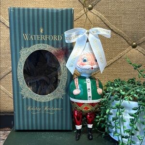 Waterford Santa Ornament - Red, Green, White